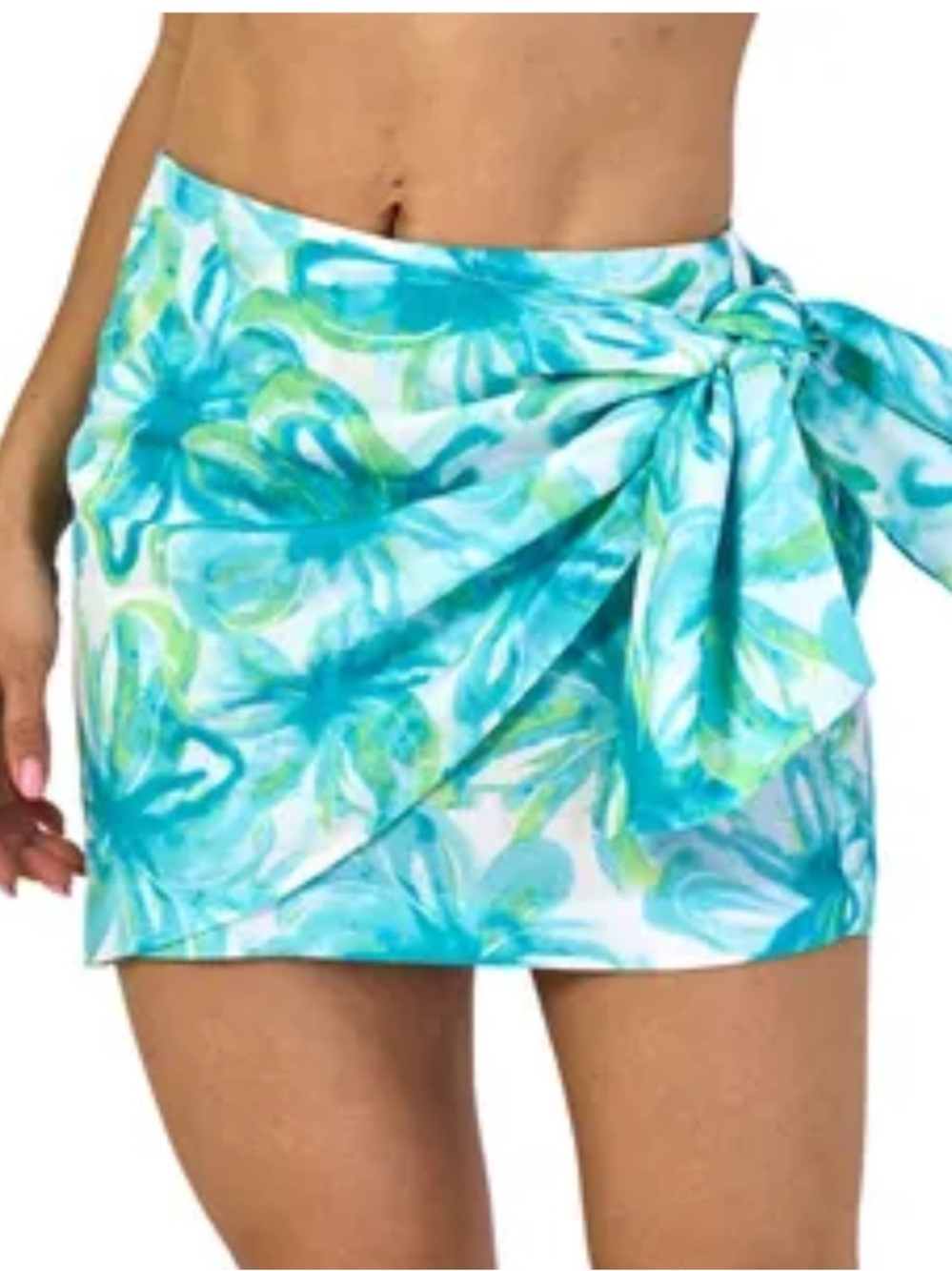 🐠Zara Turquoise and Aqua Floral Wrap Skirt